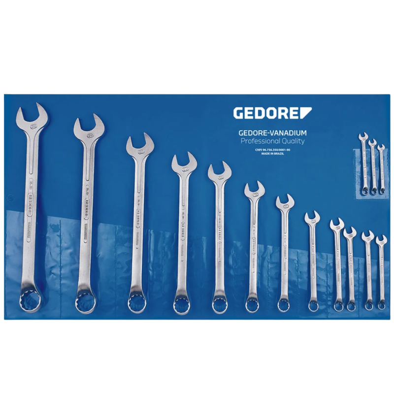 JOGO DE CHAVES COMBINADAS GEDORE 6‑32 MM 15 PEÇAS AÇO CROMO VANADIUM PROFISSIONAL